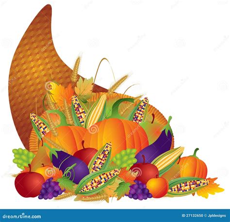 Thanksgiving Day Fall Harvest Cornucopia Stock Illustration - Image ...