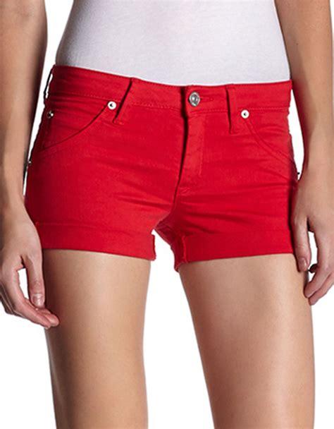 Lyst Hudson Jeans Cuffed Denim Shorts In Red