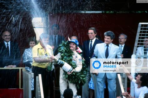 Race Winner Gilles Villeneuve Cdn Ferrari Sprays The Victory