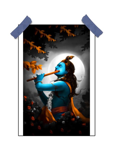 Shree Krishna Poster Spiritual Wall Art Printitnice