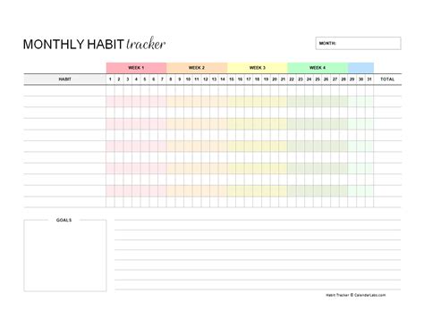 Monthly Habit Tracker Printable