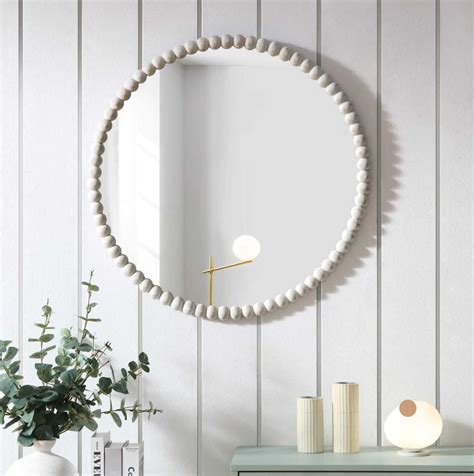 Daals Luna Round Bobbin Wall Mirror 77 X 77 Cm Washed White