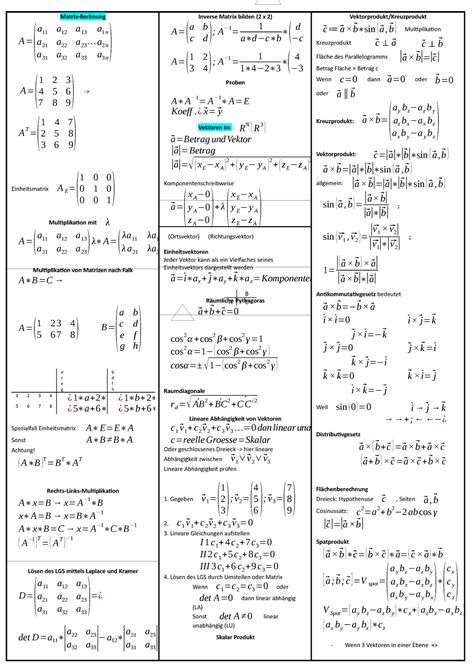 Mathe Formelsammlung Final Matrix Rechnung A A A A N A