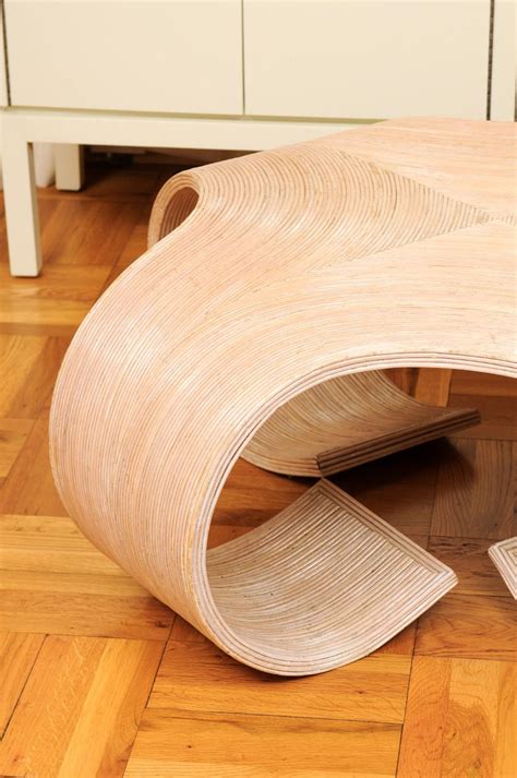 Sculptural Glazed Scroll Coffee Table In Bamboo Philippines Circa