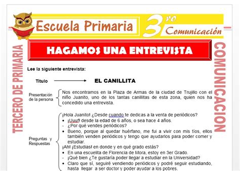 Hagamos Una Entrevista Para Tercero De Primaria Escuela Primaria