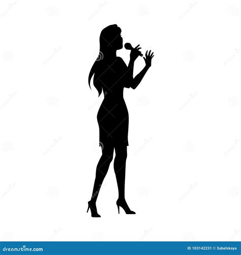 Vector Woman Singing Silhouette Set Stock Vector Illustration Of