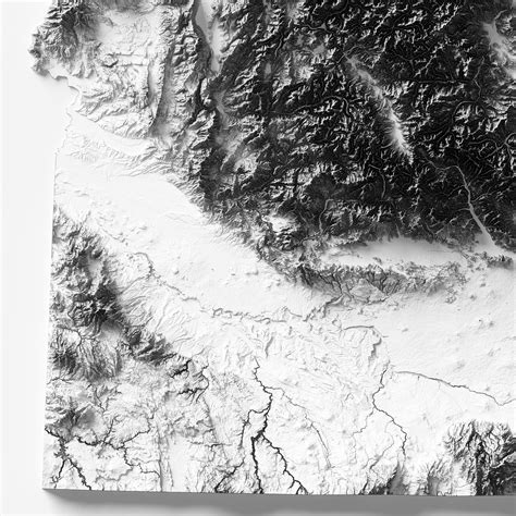 Idaho Map With Relief Effect Idaho Elevation Map Modern Art