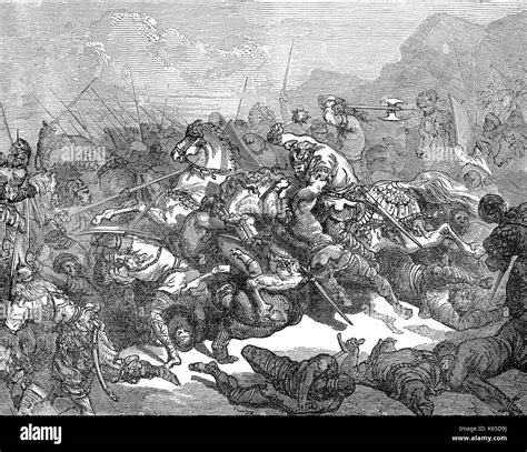 Charles Martel At The Battle Of Tours Or Poitiers 10 October 732 Stock