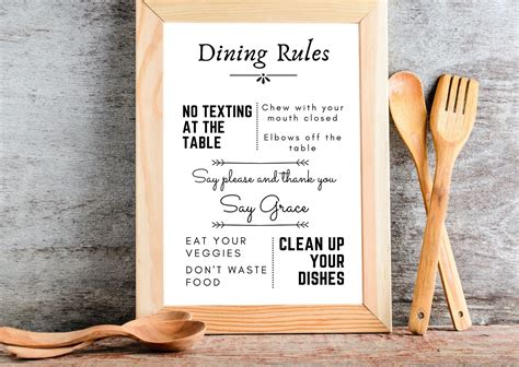 CUSTOMIZED Dining Rules Sign Kitchen Rules Sign Kitchen And Etsy Canada