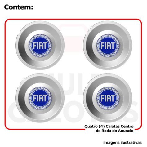 Kit 4X Centro Roda Fiat Stilo Schumacher 2005 2006 2007 Azul No Shoptime