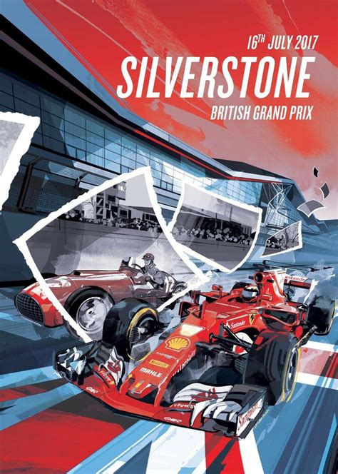 Ferrari F1 Silverstone British Grand Prix 2017 Vintage Racing 22x17in