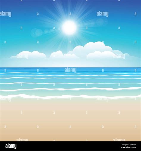 Seascape Vector Illustration Paradise Beach Stock Vector Image Art