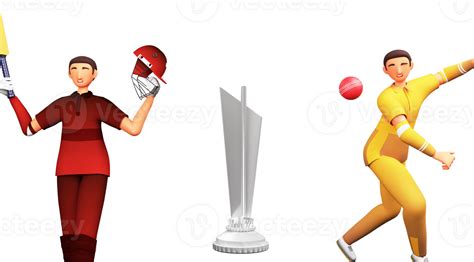 3d Render Cricket Batsman With Bowler Player Of Participating Countries