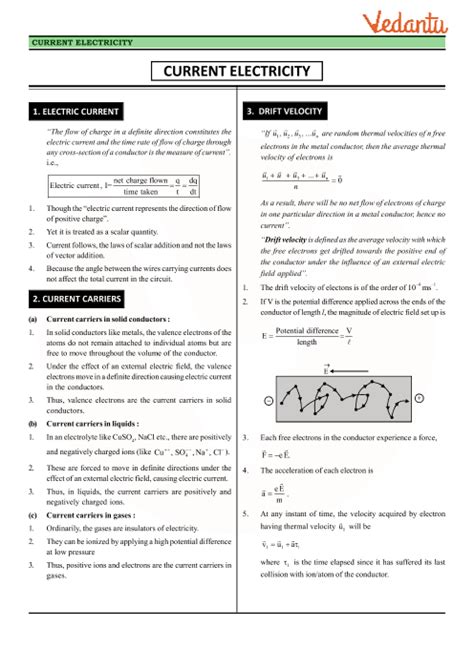 CBSE Class 12 Physics Chapter 3 Current Electricity Revision Notes