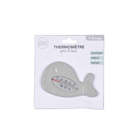 Thermomètre de Bain pour Bébé Baleine Gris