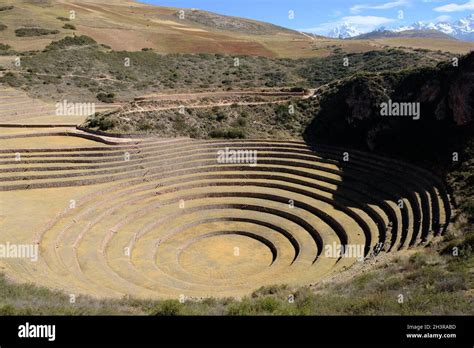 Peru Moray - Inca archaeological site with concentric terraces Stock ...