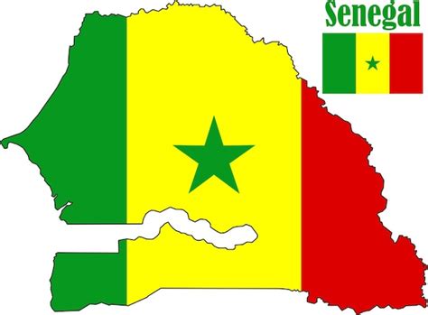 Mapa Y Bandera De Senegal Vector Premium