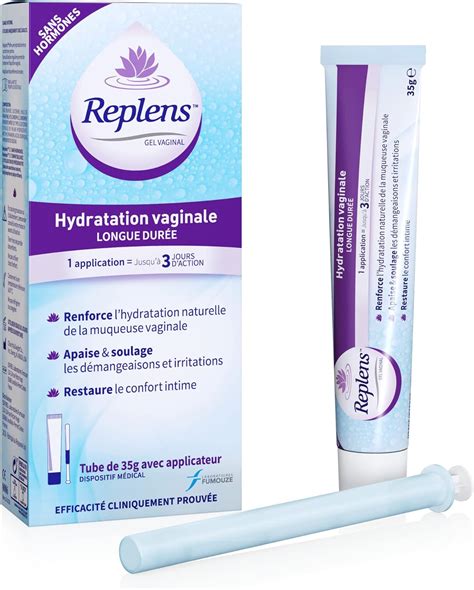 Replens Gel Hydratant Vaginal Pour Sécheresse Intime Sans Parfum Ni Hormones Tube De 35 G