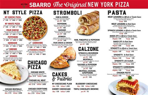 Sbarro Menu Price List Philippines