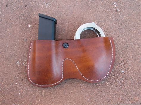 Hand Made Leather Handcuff And Magazine Holster By Ozark Mountain