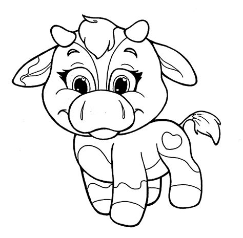 Heart Pages Cute Cow Coloring Pages