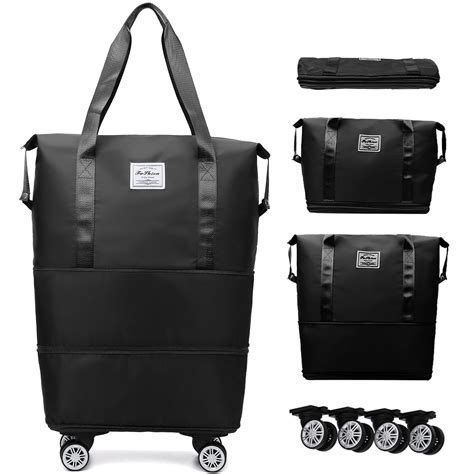 W O O W D E P O T Collapsible Travel Bag, Rolling Trolley with ...