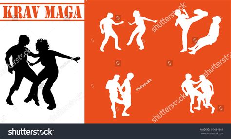 Vector Isolated Collection Krav Maga Silhouettes Stock Vector Royalty