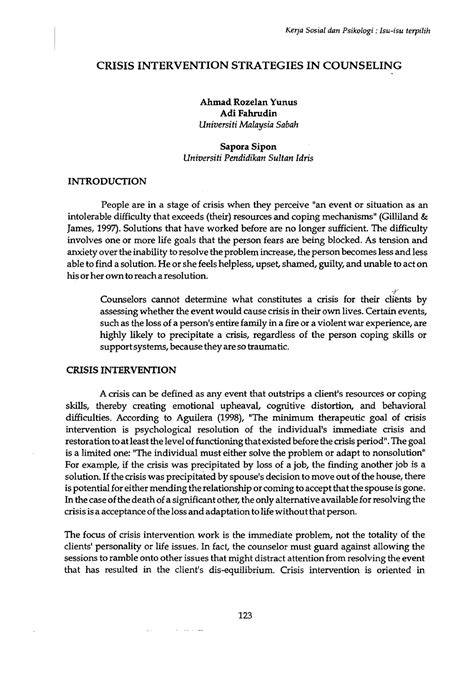 Crisis Intervention Strategies In Counseling - Clinical Psychology ...