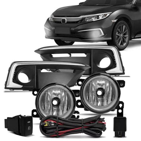 Kit Farol de Milha Civic 2020 2021 Auxiliar Neblina Botão Original