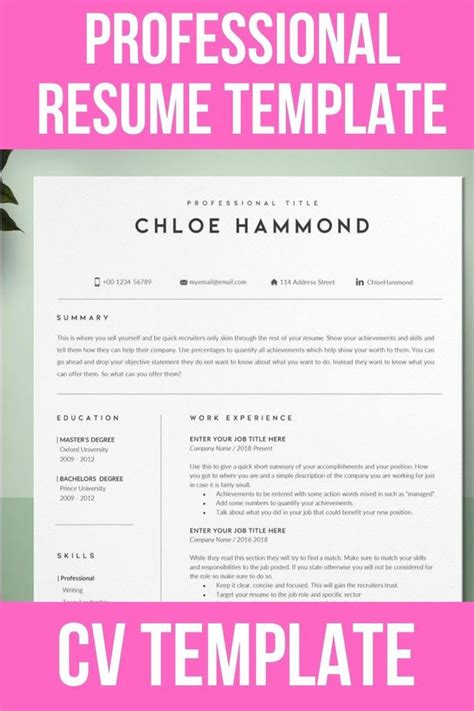 Professional Resume Template Resume Template Modern Resume 2 Pages