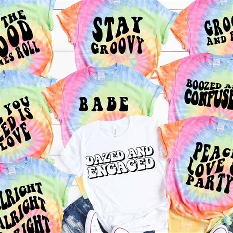 Tie Dye Dazed And Engaged Bachelorette Party Shirts Party Etsy