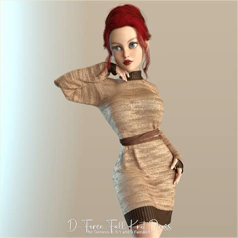 D Force Fall Knit Dress For Genesis 8 8 1 9 V9 3D Figure Assets Antje