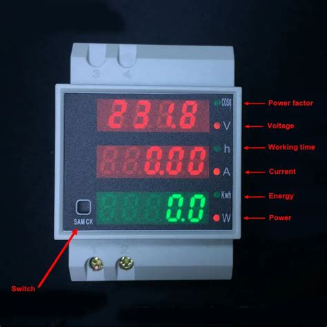 D A Din Rail Led Voltmeter Ammeter Red Blue Display