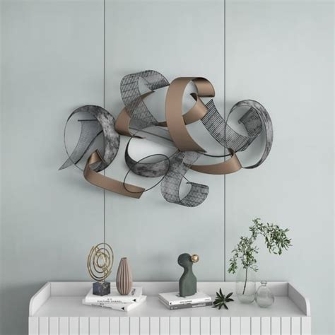 Large Modern D Metal Wall Decor Abstract Geometric Overlapping