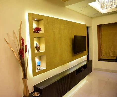 A Simple Tv Unit With Niches Simple Tv Elegant Living Room Wall Unit Designs