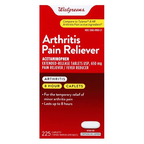 Walgreens Arthritis Pain Reliever Acetaminophen 650 Mg Caplet 225 Ct