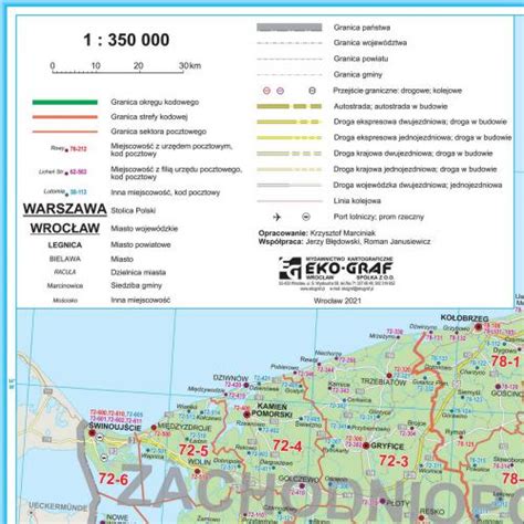 Polska Mapa Cienna Kody Pocztowe X Cm