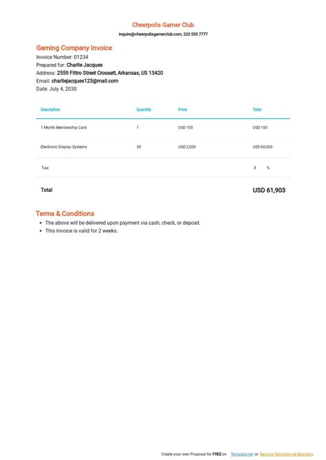 Cleaning Service Invoice Form Template