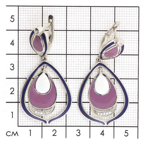Серьги из серебра с эмалью и фианитами — интернет-магазин Костромской ...
