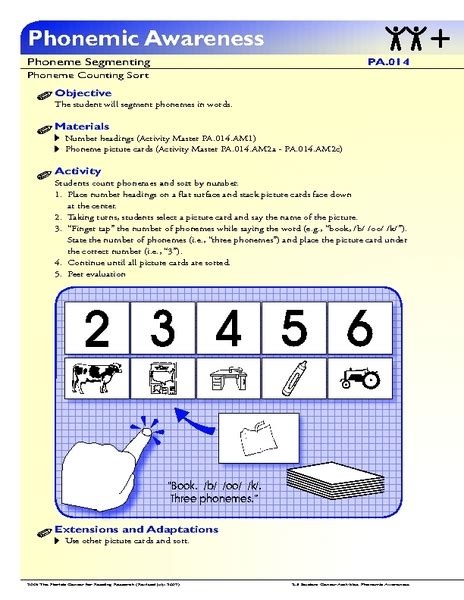 Phonemic Awareness Phoneme Segmenting Phoneme Counting Sort Activity