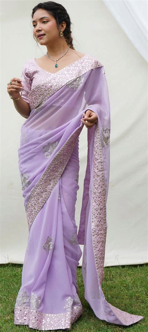 Engagement Festive Mehendi Sangeet Purple And Violet Color Georgette