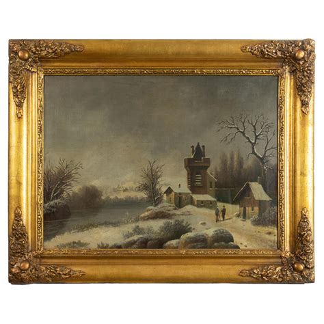 19th Century Winter Landscape Painting, Netherlands Baroque Style For ...