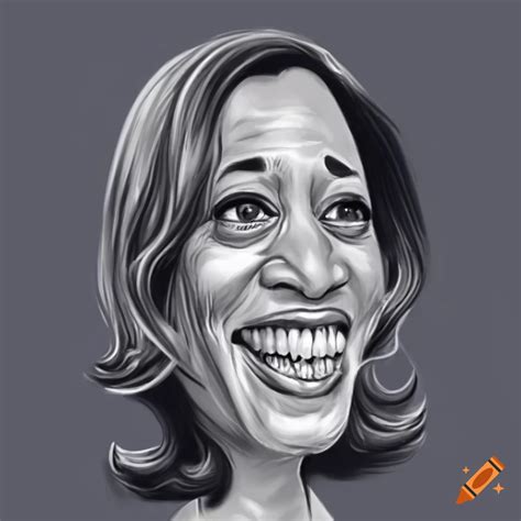 Caricature Of Vice President Kamala Harris With An Exaggerated Laughing