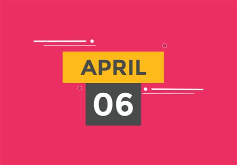 april 6 calendar reminder. 6th april daily calendar icon template ...