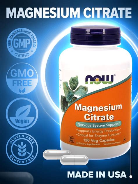 Now Magnesium Citrate Mg Vcaps