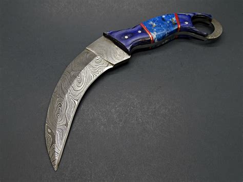 Big Karambit Knife Composite Handle Damascus Knife Unique Etsy