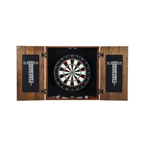 Hathaway 25 In Drifter Solid Wood Dart Board And Cabinet Set In Rustic