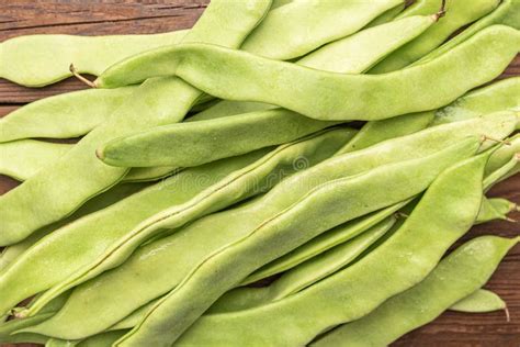 Raw Green Beans Closeup Fresh Green Bean Also Known As French Beans