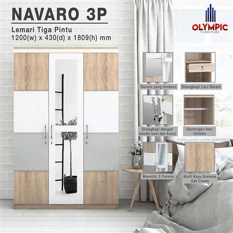 Lemari Pakaian Olympic Minimalis Navaro Series Olympic Furniture