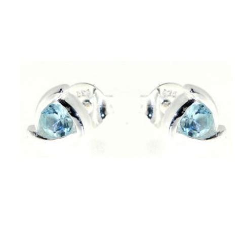 Boucles D Oreilles Argent Topaze Bleue Trait E Mm Ref